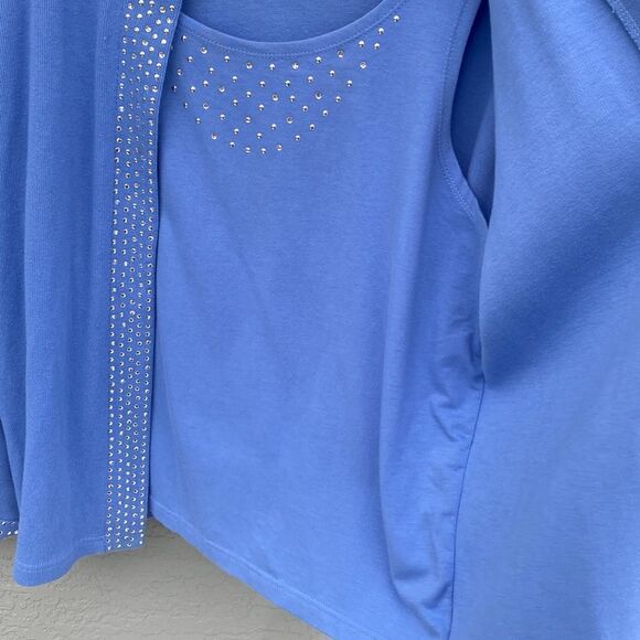 Quacker Factory Jeanne Bice Sparkle  & Shine 2 In 1 Knit Carigan & Cami - Picture 4 of 12